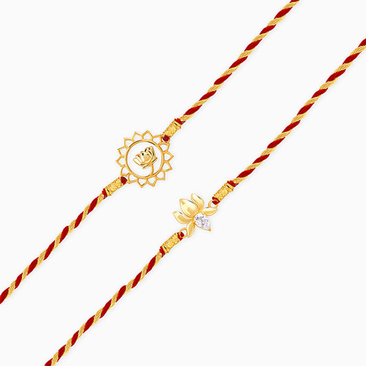 Golden Lotus Love Rakhi Combo (Set of 2)