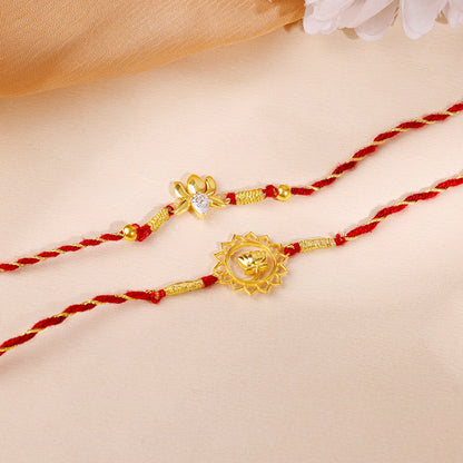 Golden Lotus Love Rakhi Combo (Set of 2)