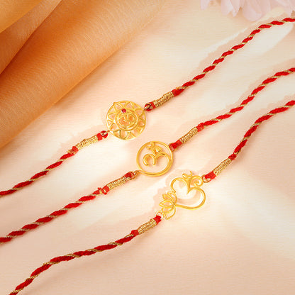 Golden Omkara Rakhi Combo (Set of 3)