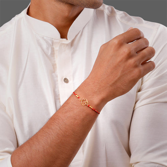 Golden Floral Omkara Rakhi