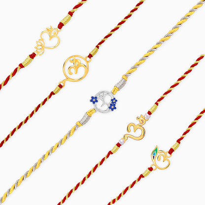 Silver Om Spirit Rakhi Combo (Set of 5)