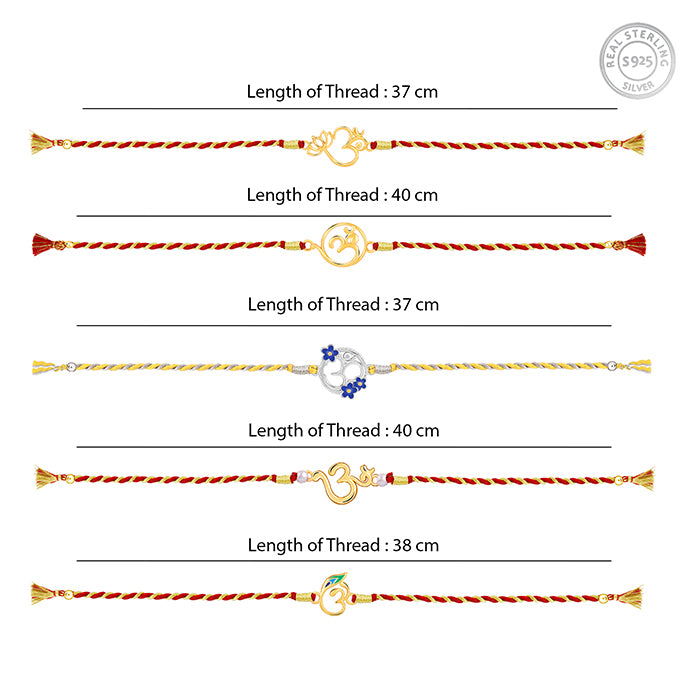 Silver Om Spirit Rakhi Combo (Set of 5)