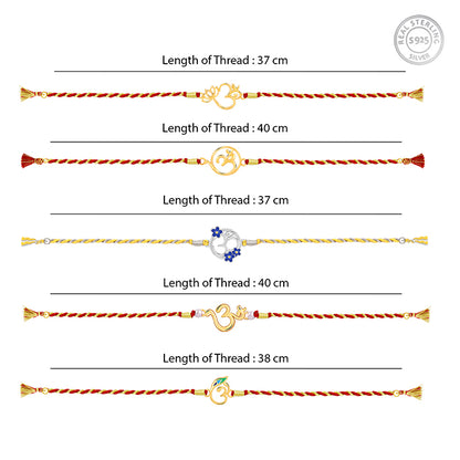Silver Om Spirit Rakhi Combo (Set of 5)