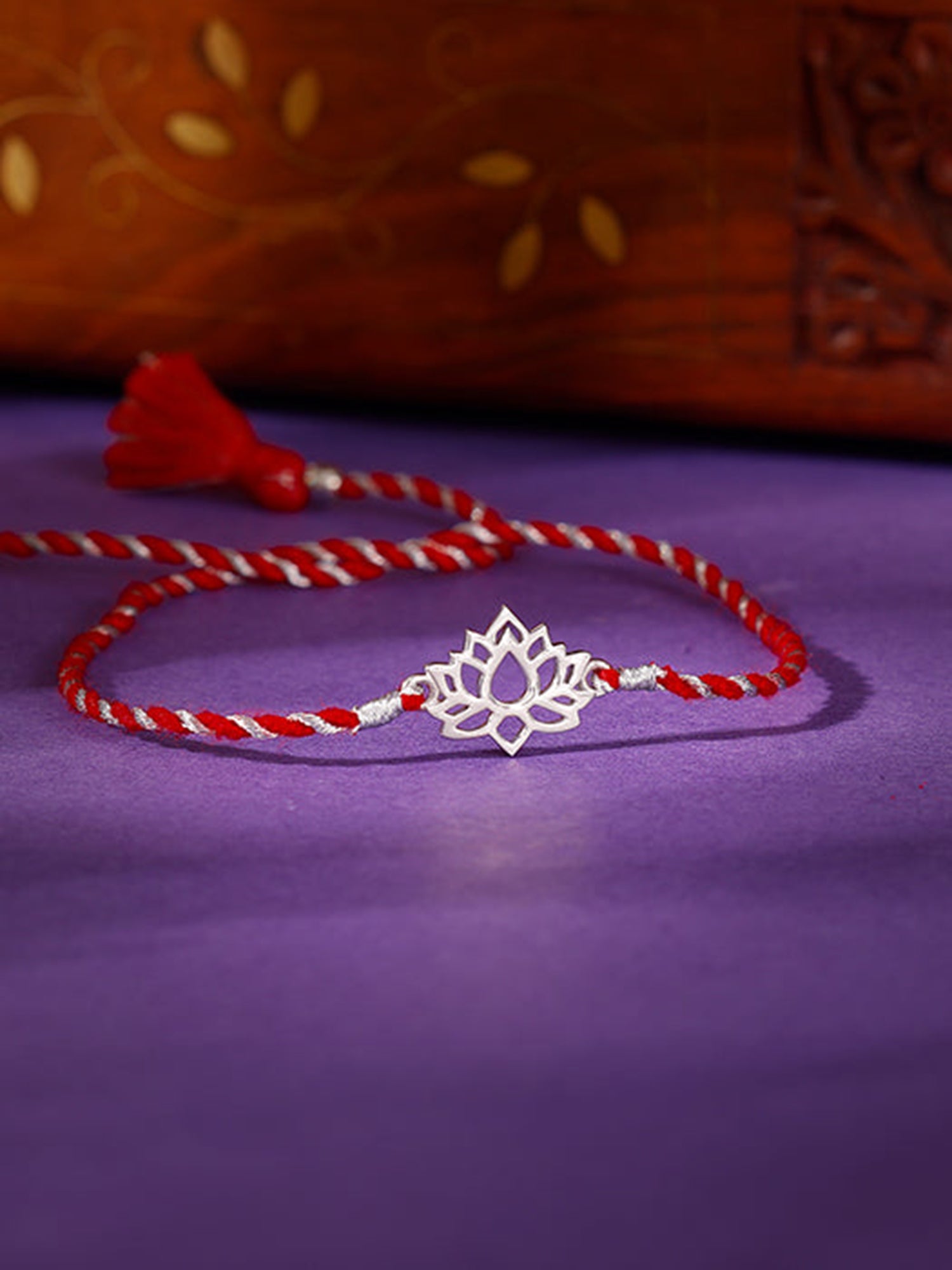 Silver Lotus Rakhi