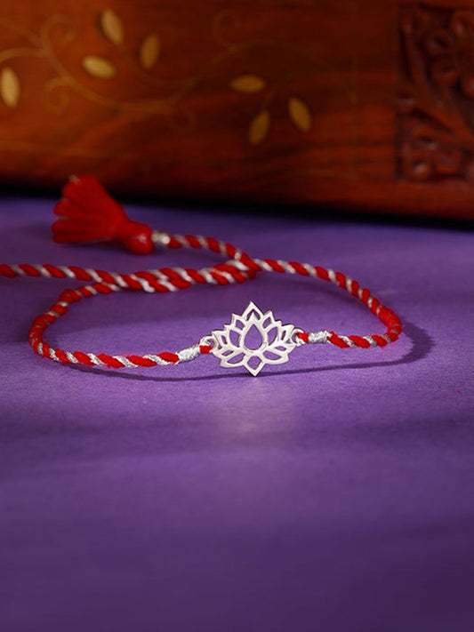 Silver Lotus Rakhi