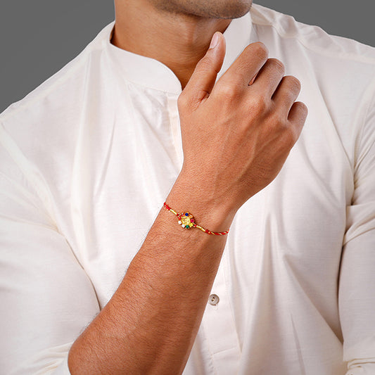 Golden Floral Om Rakhi