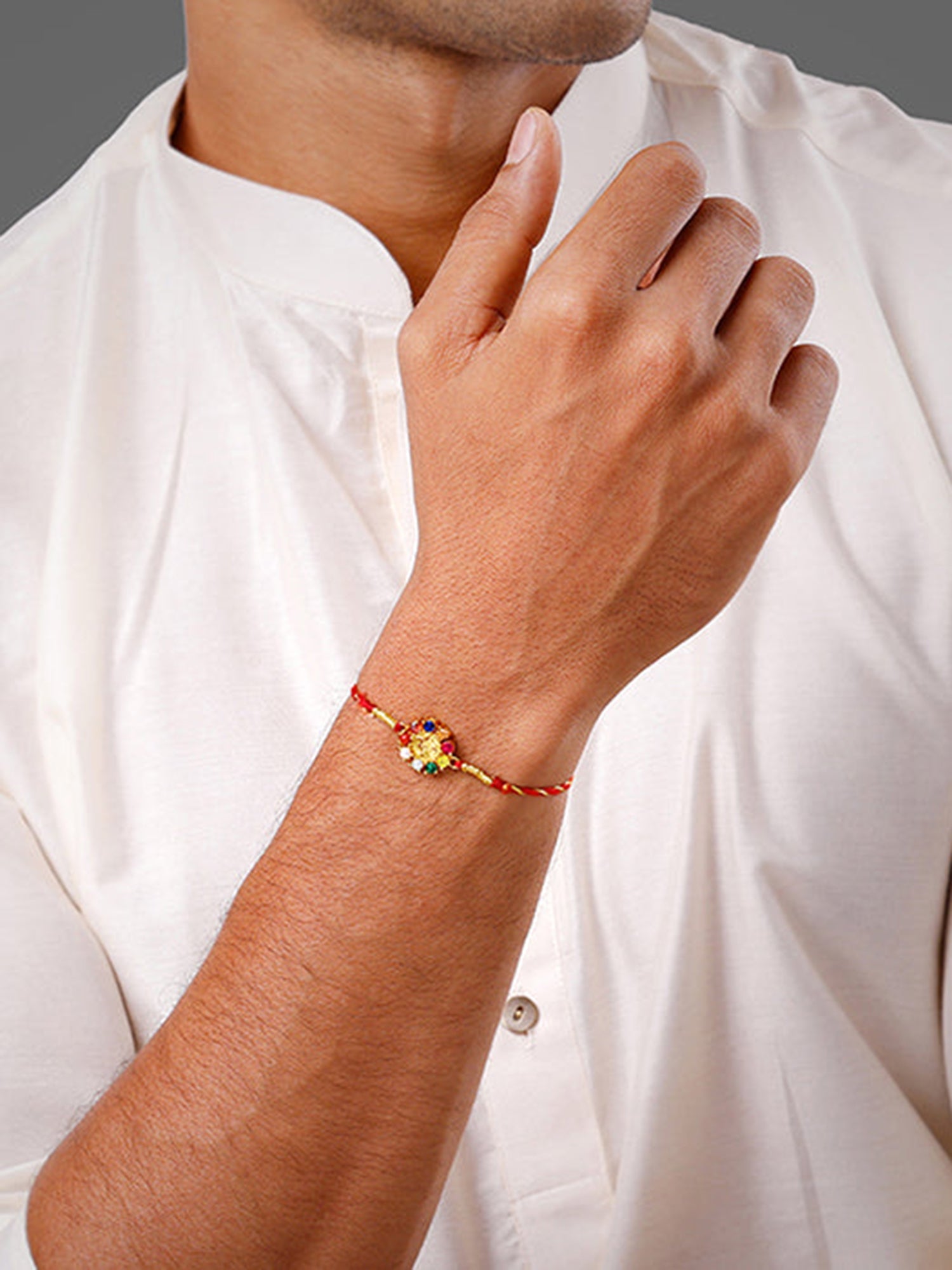 Golden Floral Om Rakhi