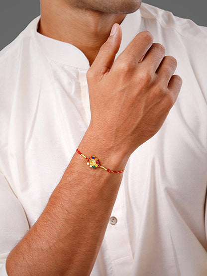 Golden Floral Om Rakhi