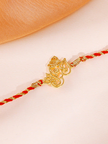 Golden Ganesha Lotus Rakhi