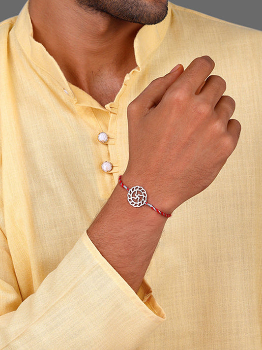 Silver Auspicious Rakhi