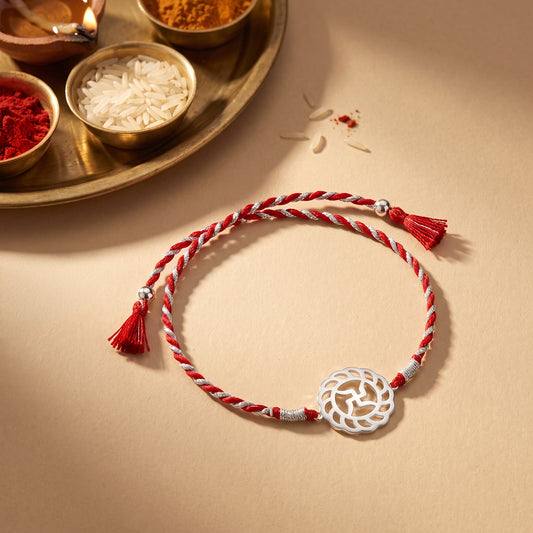 Silver Auspicious Rakhi