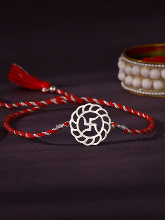 Silver Auspicious Rakhi