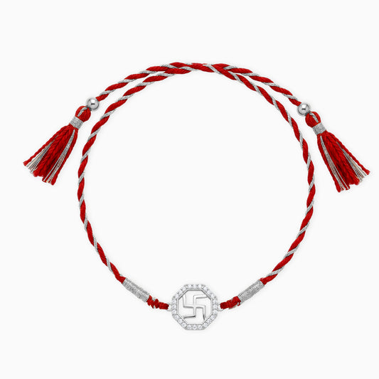 Silver Vintage Swastik Rakhi