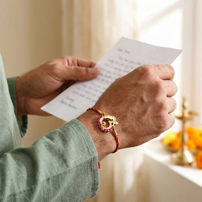 Golden Divine Ganapathi Rakhi