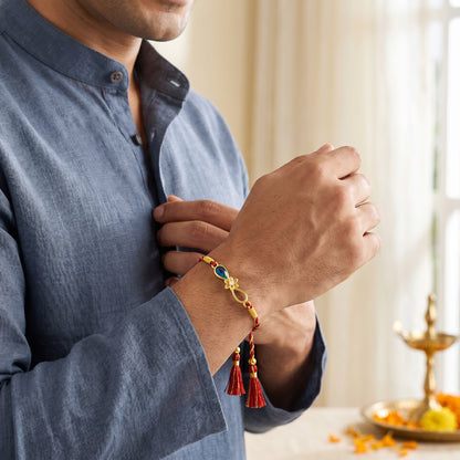 Golden Floral Mayur Rakhi