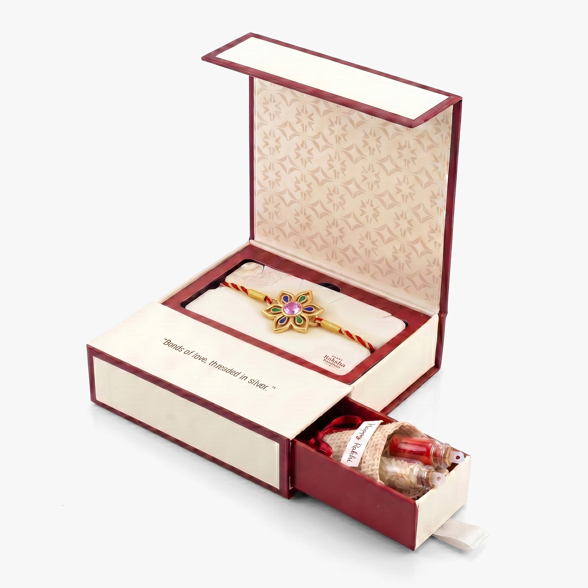 Golden Floral Fortune Rakhi
