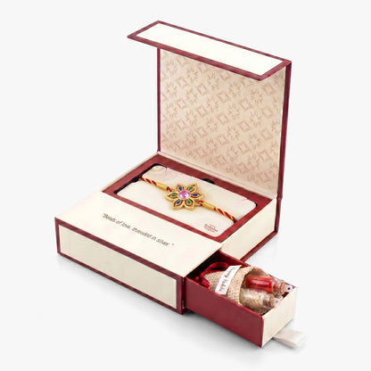 Golden Floral Fortune Rakhi