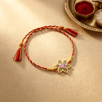 Golden Floral Fortune Rakhi