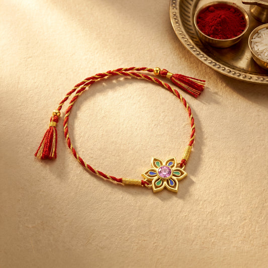 Golden Floral Fortune Rakhi
