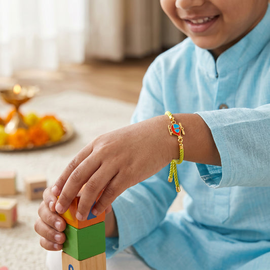 Golden Spinning Chopper Kids Rakhi