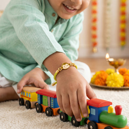 Golden Monkey Charm Kids Rakhi