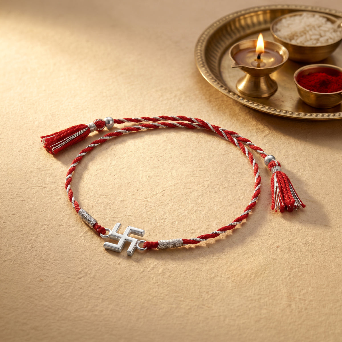 Silver Eternal Swastik Rakhi
