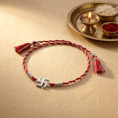 Silver Eternal Swastik Rakhi