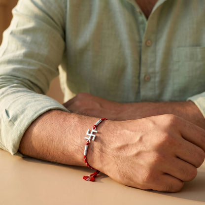 Silver Eternal Swastik Rakhi