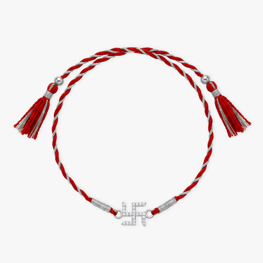 Silver Symbolic Swastik Rakhi