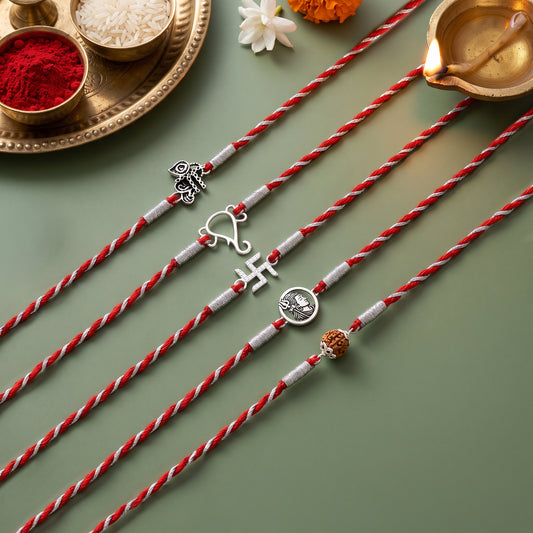 Silver Vasant Rakhi Combo (Set of 5)