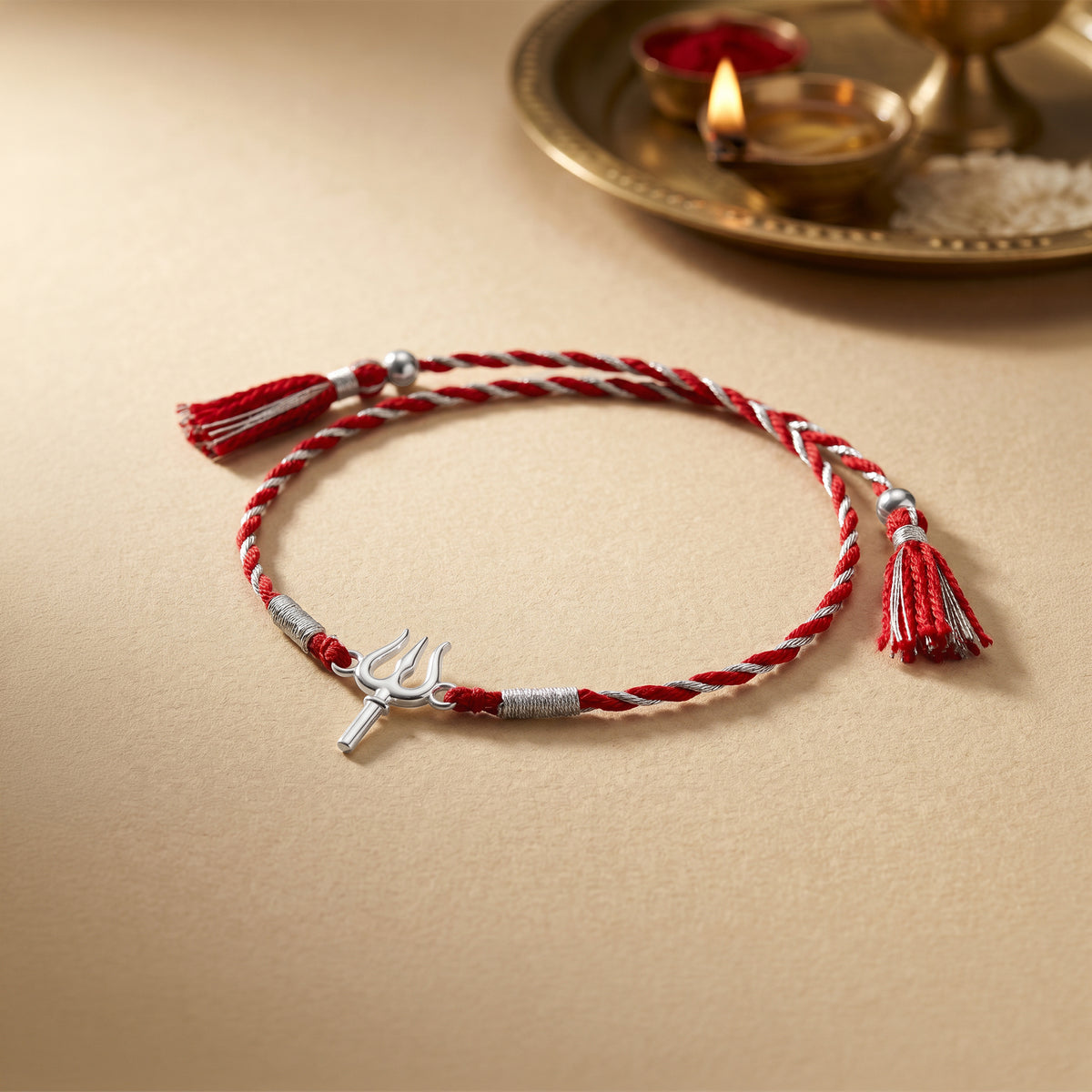 Silver Blessed Trishul Rakhi