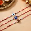 Silver Evil Eye Rudraksha Rakhi Combo (Set of 3)