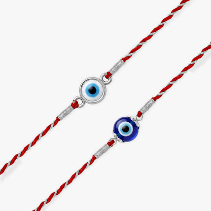 Silver Classy Evil Eye Rakhi Combo (Set of 2)