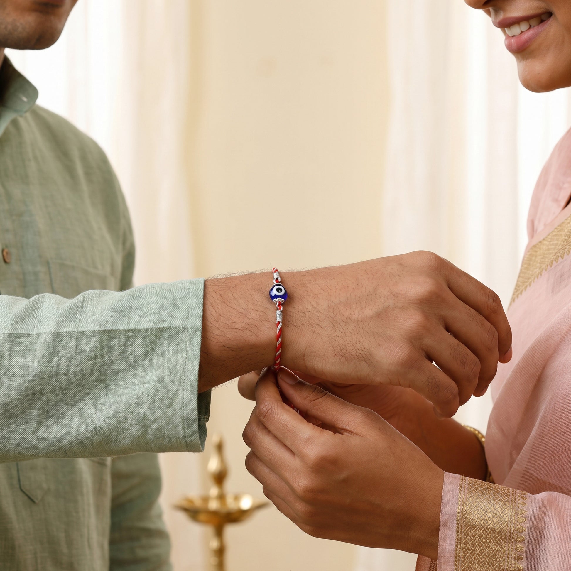 Silver Classy Evil Eye Rakhi Combo (Set of 2)