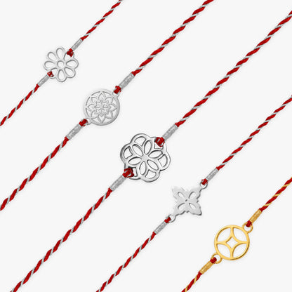 Silver Divine Bond Rakhi Combo (Set of 5)
