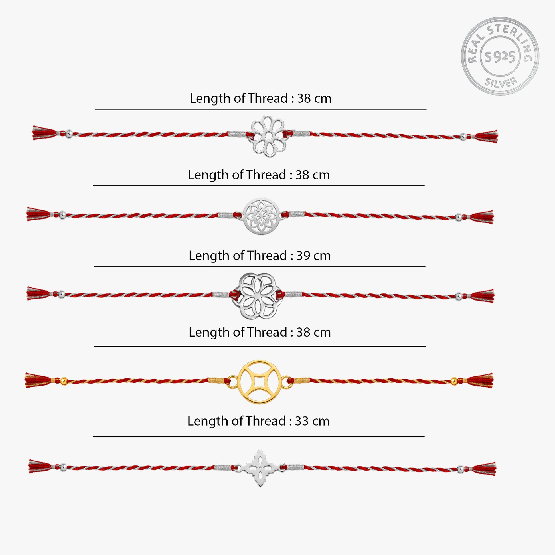 Silver Divine Bond Rakhi Combo (Set of 5)