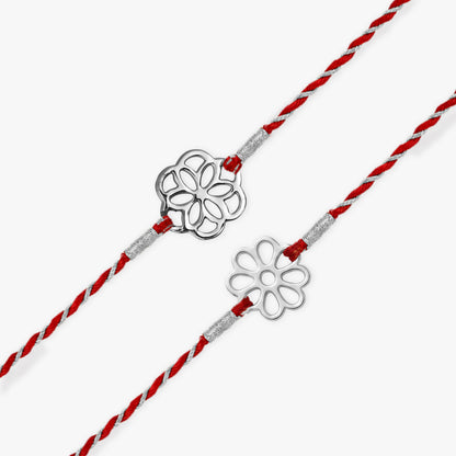 Silver Classy Floral Rakhi Combo (Set of 2)
