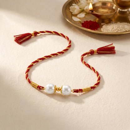 Gold Plated Twin Pearl Rakhi