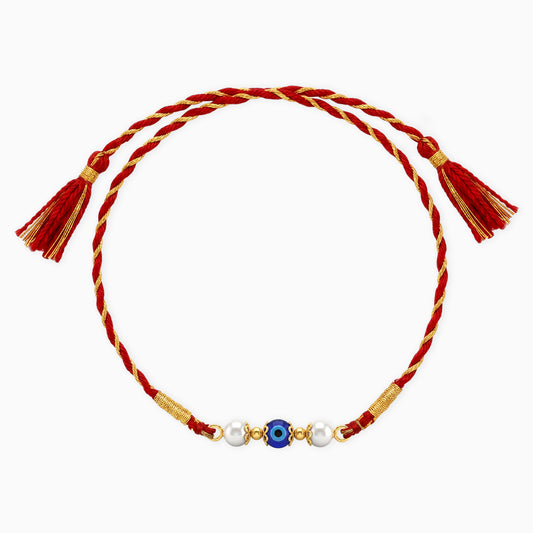Gold Plated Pearl Evil Eye Rakhi
