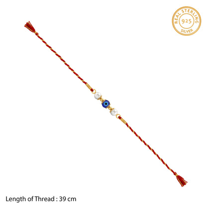 Gold Plated Pearl Evil Eye Rakhi