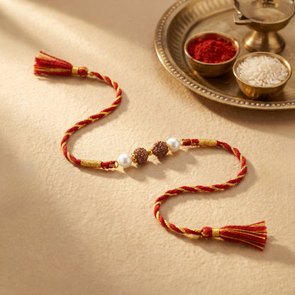 Golden Serene Rudraksha Rakhi