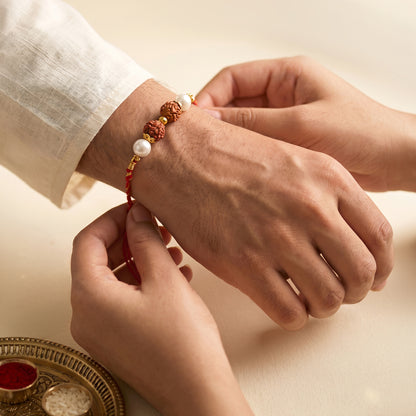 Golden Serene Rudraksha Rakhi