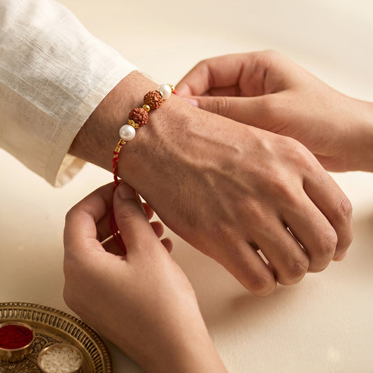 Golden Serene Rudraksha Rakhi