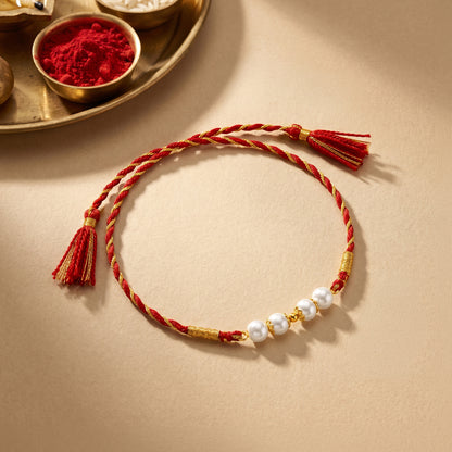 Golden Pearl Beaded Rakhi