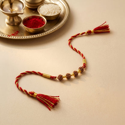 Golden Shubh Rudraksha Rakhi
