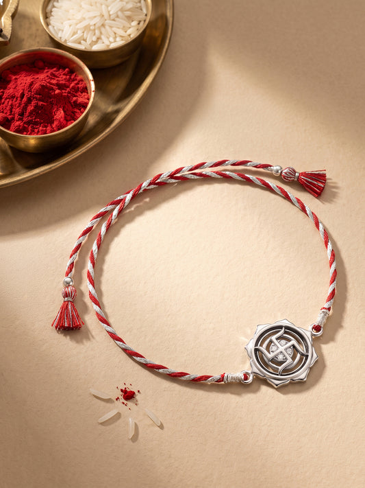 Oxidised Silver Swastika Rakhi