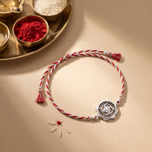 Oxidised Silver Swastika Rakhi