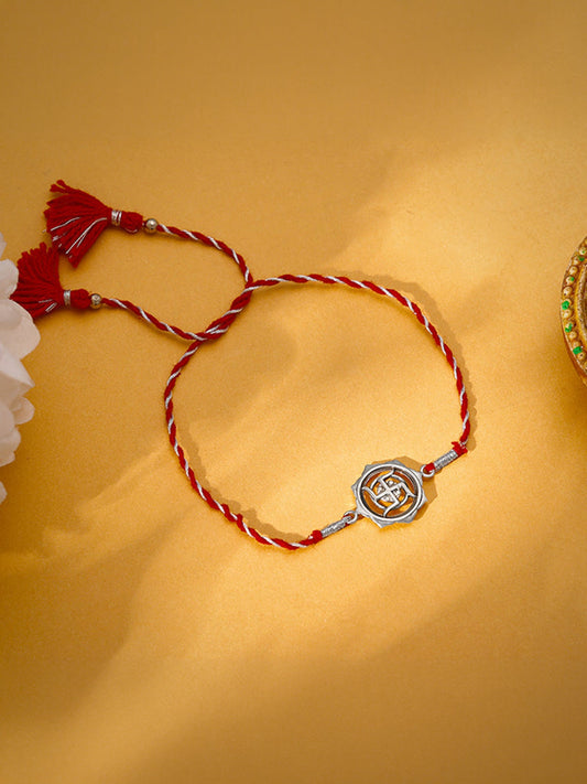 Oxidised Silver Swastika Rakhi