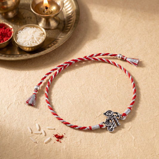 Oxidised Silver Precious Rakhi