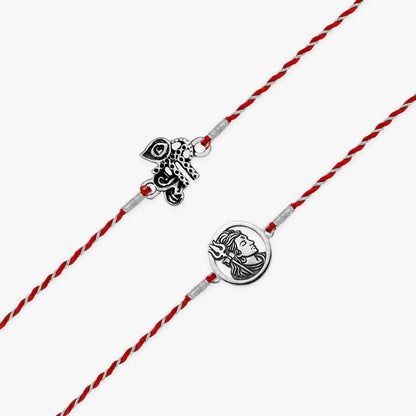 Silver Shree & Om Rakhi Combo (Set of 2)